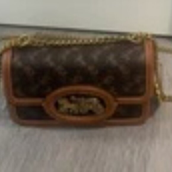 COACH HERO Horse and Carriage Print Shoulder Bag Truffle CAS83 Outlet NEW - Picture 4 of 9